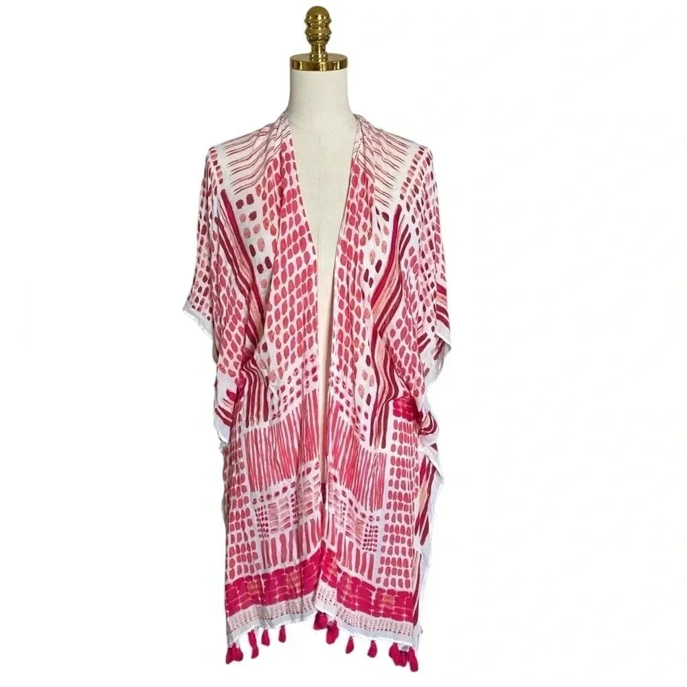 CASLON | Women’s Hippie Boho Tie Dye Kimono Cardigan Swimsuit Cover-Up One Size